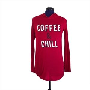 Coffee & Chill Red Long Sleeve Hoodie Sweater